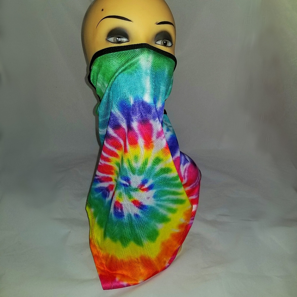 Rainbow Tie Dye Print Neck Gaiter/Face Mask